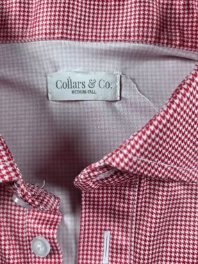 Collars & Co. Men’s Red And White Houndstooth Button-Down Shirt